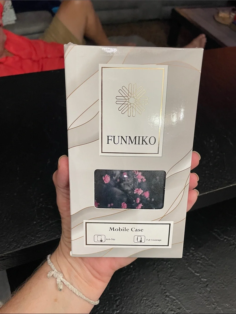Black Floral i17 Pro Phone Case with Pink Blossoms